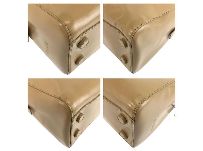 Borsa Tote in Pelle Prada Marrone Beige - vista 4