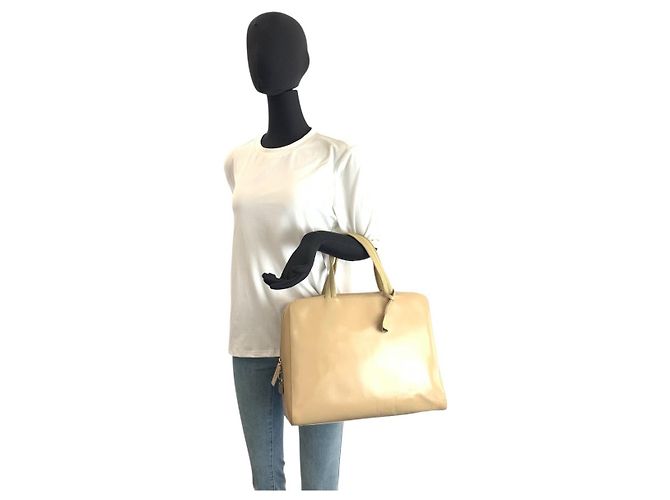 Borsa Tote in Pelle Prada Marrone Beige - vista 7