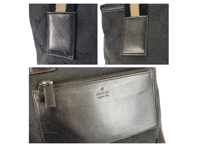Gucci GG Canvas Leder Tragetasche Schwarz - Ansicht 5