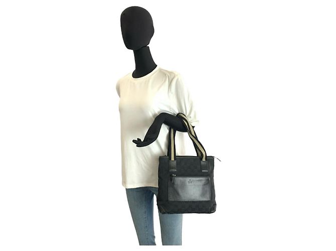 Gucci GG Canvas Leder Tragetasche Schwarz - Ansicht 6