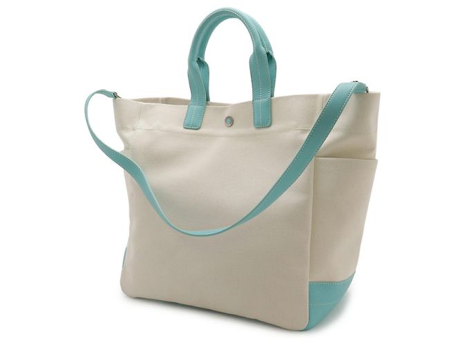 Tiffany & Co Canvas-Leder-Shopper Weiß - Ansicht 2