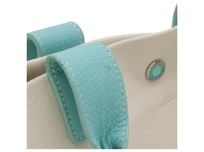 Tiffany & Co Canvas-Leder-Shopper Weiß - Ansicht 5
