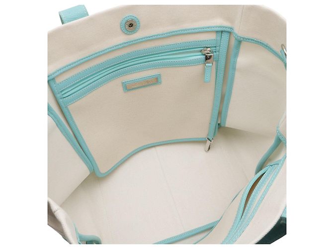 Tiffany & Co Canvas-Leder-Shopper Weiß - Ansicht 6