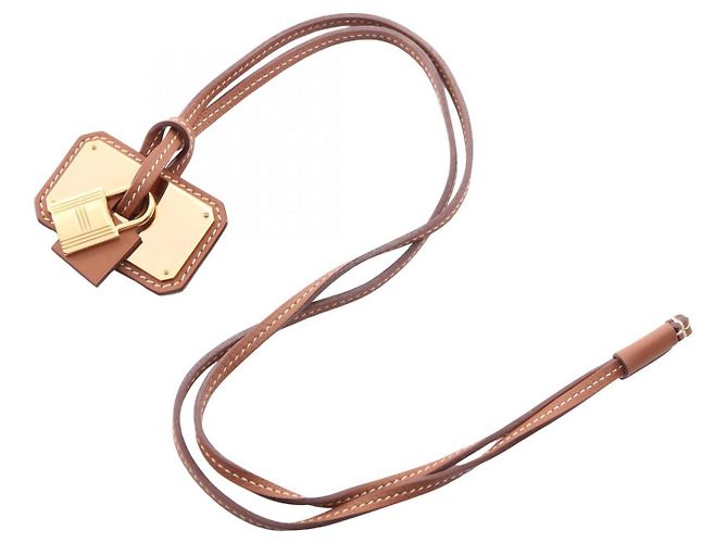 Hermès Collana Hermes Kelly GM Placcata Oro Pelle Marrone - vista 6