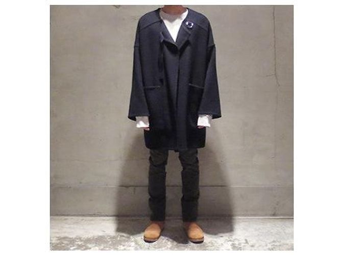 Autre Marque Abrigo de Lana Sin Cuello UNUSED Azul Azul marino - vista 7