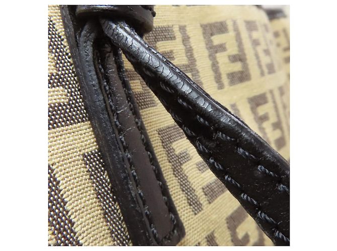 Fendi Zucca-Muster Tote Bag Schwarz Beige - Ansicht 18