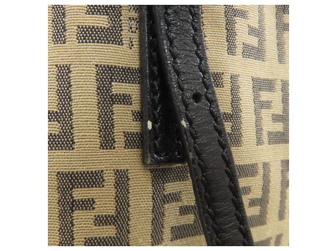 Fendi Zucca-Muster Tote Bag Schwarz Beige - Ansicht 19