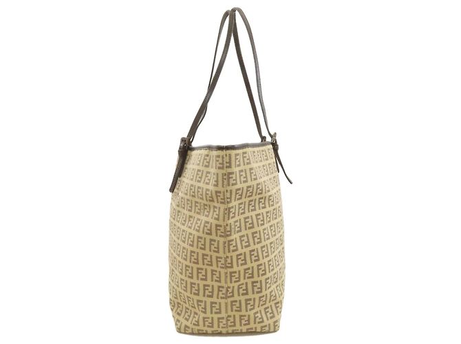 Fendi Zucca-Muster Tote Bag Schwarz Beige - Ansicht 3