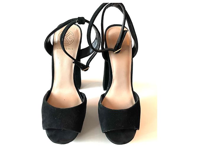 Sandalias de tacón plataforma de ante Kurt Geiger Negro - vista 2
