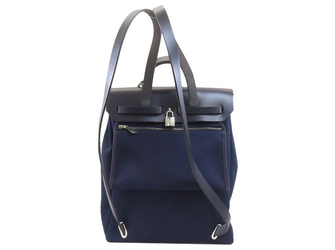 Borsa Hermès Herbag Zip Add MM Blu navy - vista 2
