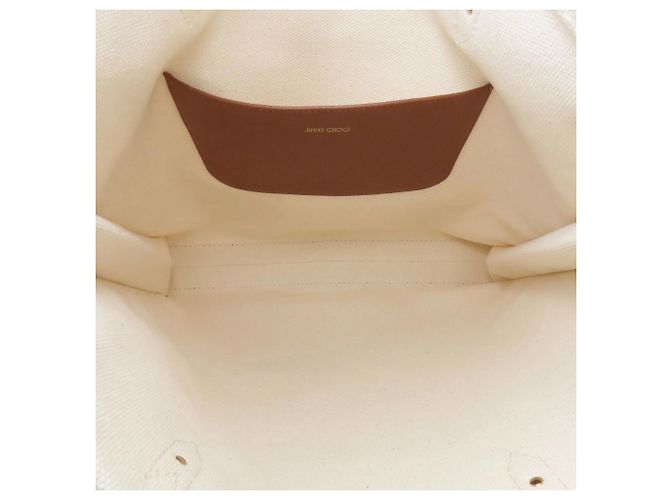 Jimmy Choo Logo Tote Bag aus beigem Canvas - Ansicht 5
