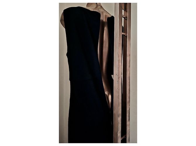Luisa Spagnoli Abito lungo nero con inserti in tulle e gonna a spacchi laterali - vista 10