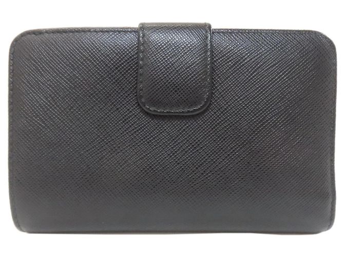 Prada Saffiano Leder Bi-Fold Geldbörse Schwarz - Ansicht 2