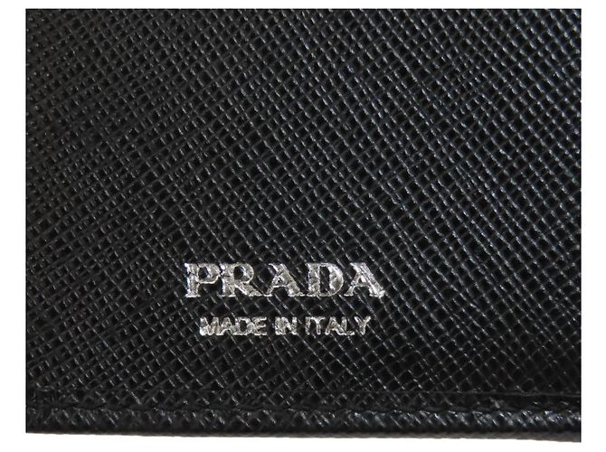 Prada Saffiano Leder Bi-Fold Geldbörse Schwarz - Ansicht 7