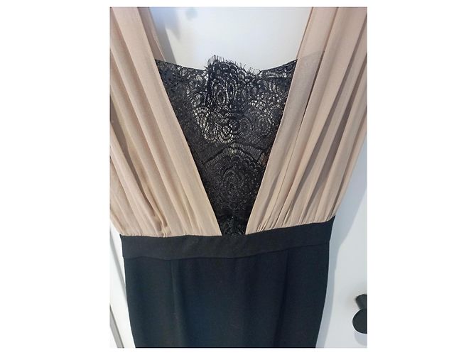 Autre Marque Abito nero e beige con pizzo - vista 2