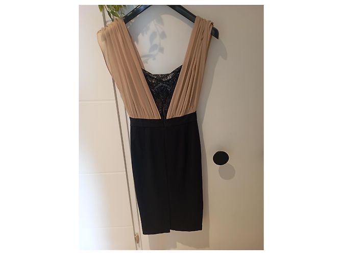 Autre Marque Abito nero e beige con pizzo - vista 3