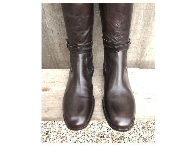 Autre Marque Botas AGL de cuero marrón oscuro - vista 3