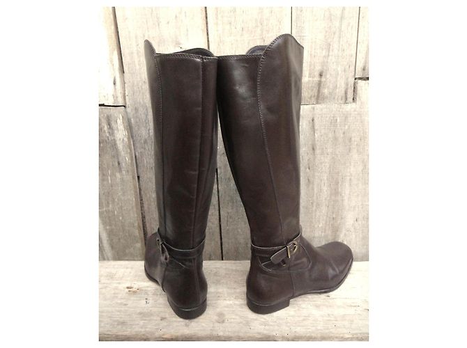 Autre Marque Botas AGL de cuero marrón oscuro - vista 4