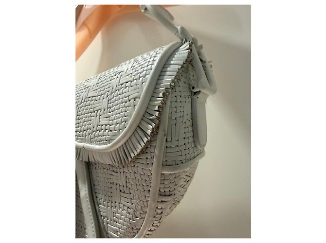 Dior Saddle sella in pelle bianca intrecciata Bianco - vista 13