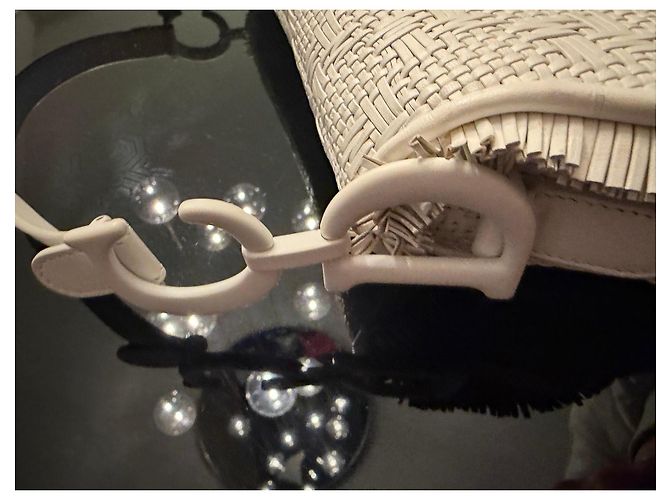 Dior Saddle sella in pelle bianca intrecciata Bianco - vista 4