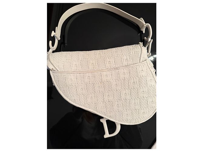 Dior Saddle sella in pelle bianca intrecciata Bianco - vista 5