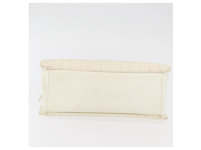 Borsa Boy Chanel in pelle verniciata bianca con catena, CC argento, Auth YKZ1054A Bianco - vista 9
