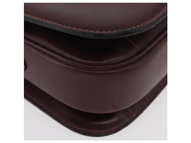 Borsa a spalla CÉLINE Carrozza in pelle Bordeaux Oro Auth 174318A D'oro Bordò - vista 10