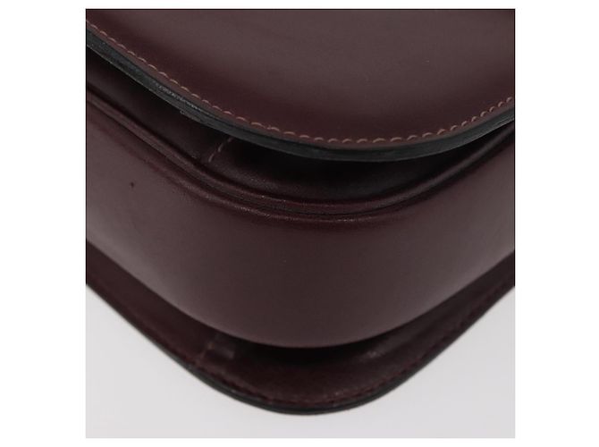 Borsa a spalla CÉLINE Carrozza in pelle Bordeaux Oro Auth 174318A D'oro Bordò - vista 11