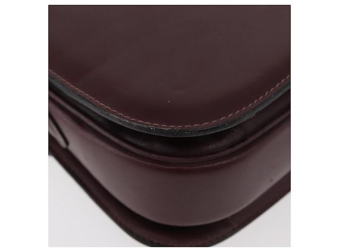 Borsa a spalla CÉLINE Carrozza in pelle Bordeaux Oro Auth 174318A D'oro Bordò - vista 12