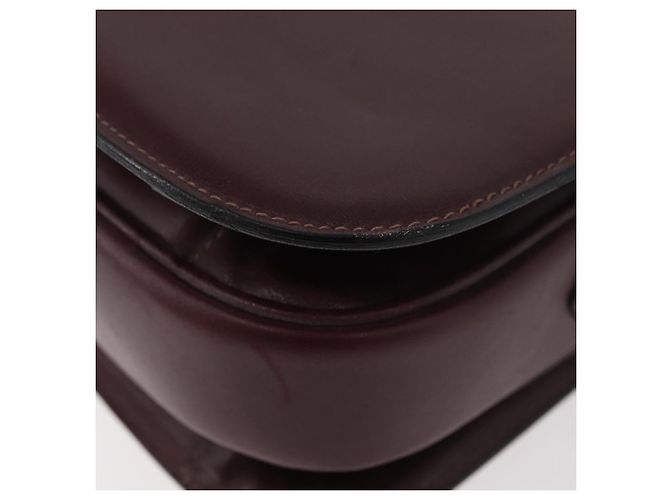 Borsa a spalla CÉLINE Carrozza in pelle Bordeaux Oro Auth 174318A D'oro Bordò - vista 13