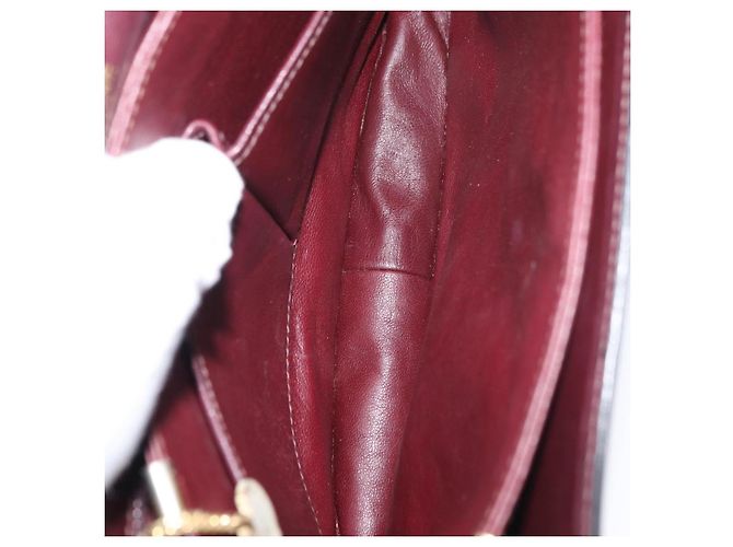 Borsa a spalla CÉLINE Carrozza in pelle Bordeaux Oro Auth 174318A D'oro Bordò - vista 17