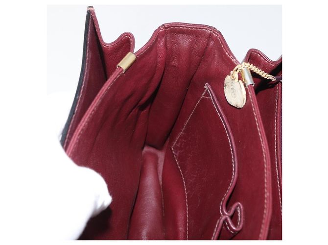 Borsa a spalla CÉLINE Carrozza in pelle Bordeaux Oro Auth 174318A D'oro Bordò - vista 19