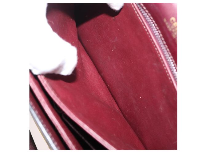 Borsa a spalla CÉLINE Carrozza in pelle Bordeaux Oro Auth 174318A D'oro Bordò - vista 21