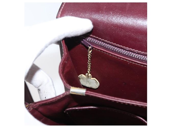 Borsa a spalla CÉLINE Carrozza in pelle Bordeaux Oro Auth 174318A D'oro Bordò - vista 22