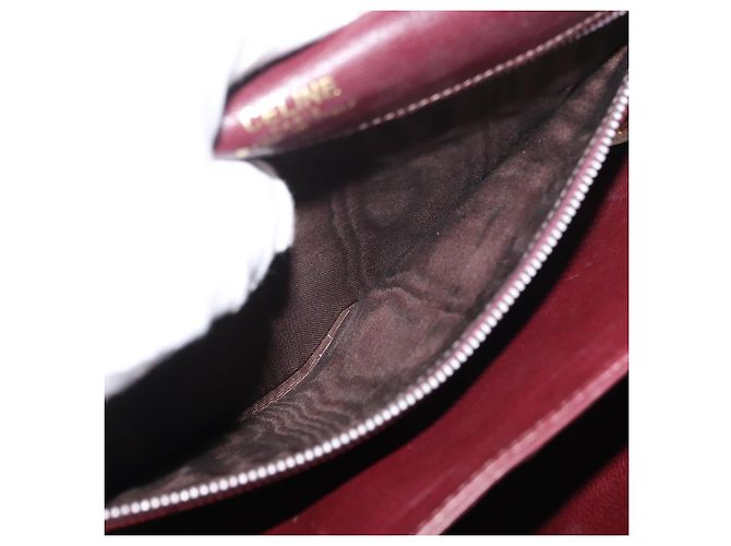 Borsa a spalla CÉLINE Carrozza in pelle Bordeaux Oro Auth 174318A D'oro Bordò - vista 23