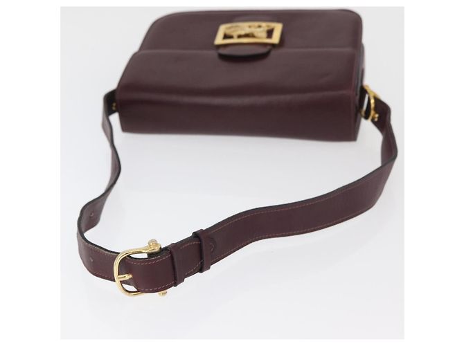 Borsa a spalla CÉLINE Carrozza in pelle Bordeaux Oro Auth 174318A D'oro Bordò - vista 7