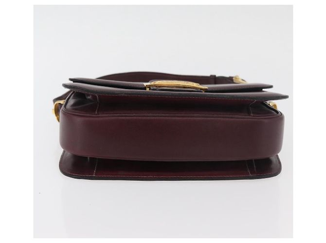 Borsa a spalla CÉLINE Carrozza in pelle Bordeaux Oro Auth 174318A D'oro Bordò - vista 9