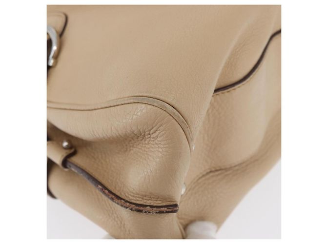 Borsa a mano Gancini in pelle beige e argento di Salvatore Ferragamo Auth hk3582 - vista 10