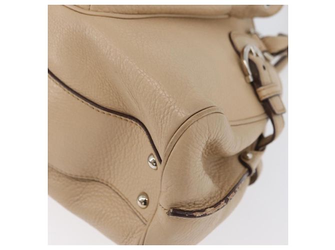 Borsa a mano Gancini in pelle beige e argento di Salvatore Ferragamo Auth hk3582 - vista 11