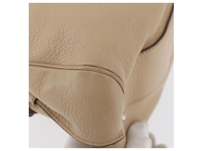 Borsa a mano Gancini in pelle beige e argento di Salvatore Ferragamo Auth hk3582 - vista 12