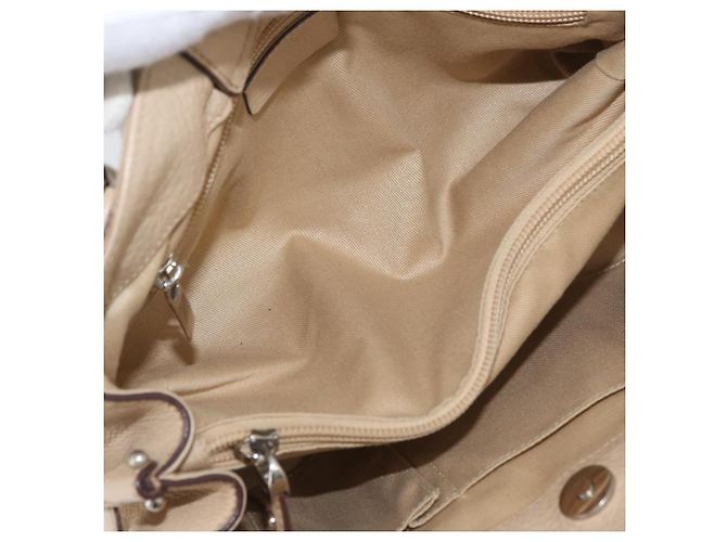 Borsa a mano Gancini in pelle beige e argento di Salvatore Ferragamo Auth hk3582 - vista 15