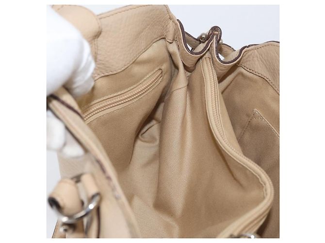 Borsa a mano Gancini in pelle beige e argento di Salvatore Ferragamo Auth hk3582 - vista 16