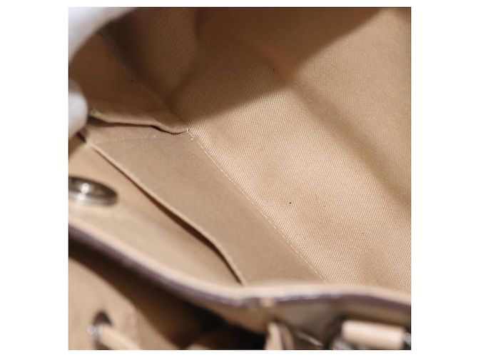 Borsa a mano Gancini in pelle beige e argento di Salvatore Ferragamo Auth hk3582 - vista 18