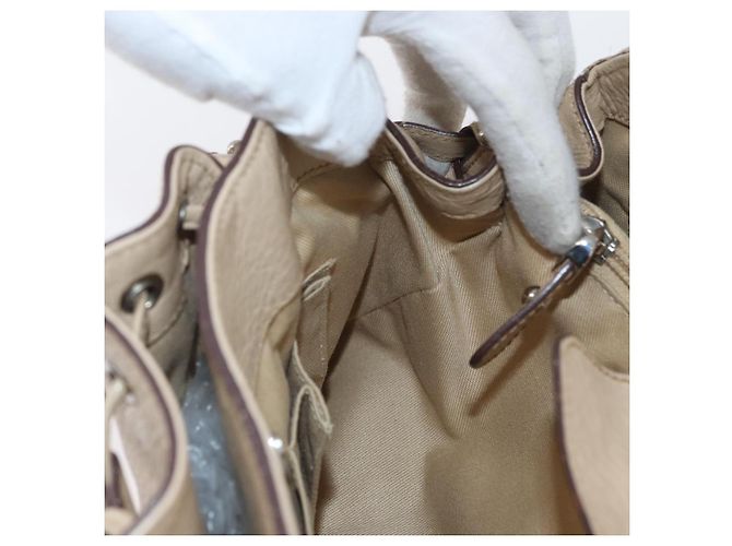 Borsa a mano Gancini in pelle beige e argento di Salvatore Ferragamo Auth hk3582 - vista 19