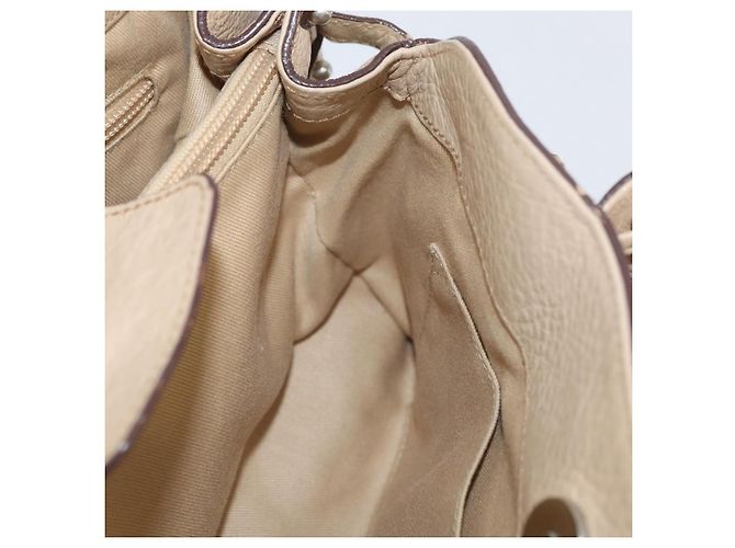 Borsa a mano Gancini in pelle beige e argento di Salvatore Ferragamo Auth hk3582 - vista 20