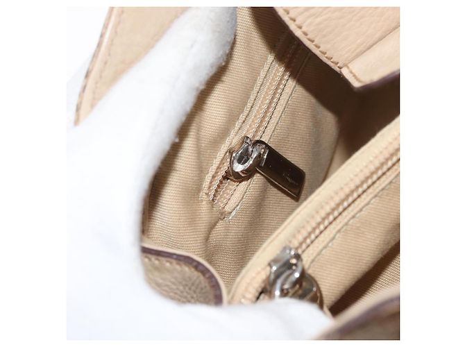 Borsa a mano Gancini in pelle beige e argento di Salvatore Ferragamo Auth hk3582 - vista 21