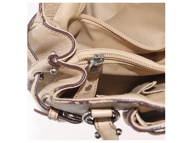 Borsa a mano Gancini in pelle beige e argento di Salvatore Ferragamo Auth hk3582 - vista 23