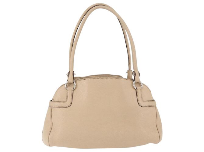 Borsa a mano Gancini in pelle beige e argento di Salvatore Ferragamo Auth hk3582 - vista 3