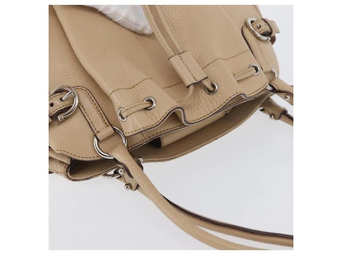 Borsa a mano Gancini in pelle beige e argento di Salvatore Ferragamo Auth hk3582 - vista 6