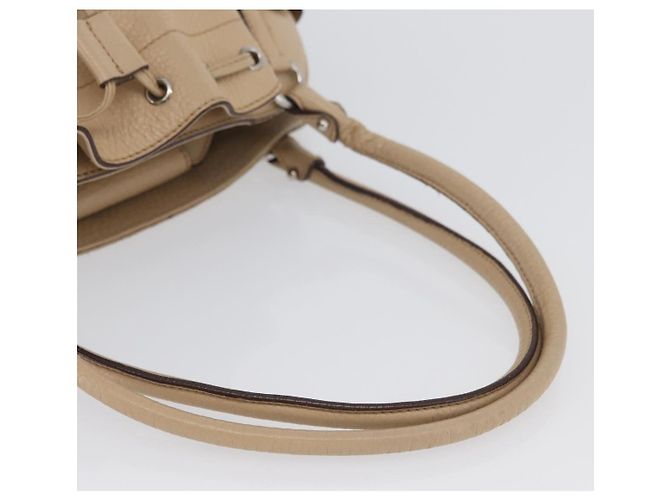 Borsa a mano Gancini in pelle beige e argento di Salvatore Ferragamo Auth hk3582 - vista 7